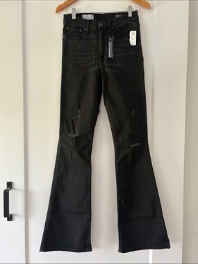 Gap Resolution Denim Distressed Black Skinny Flare Jeans